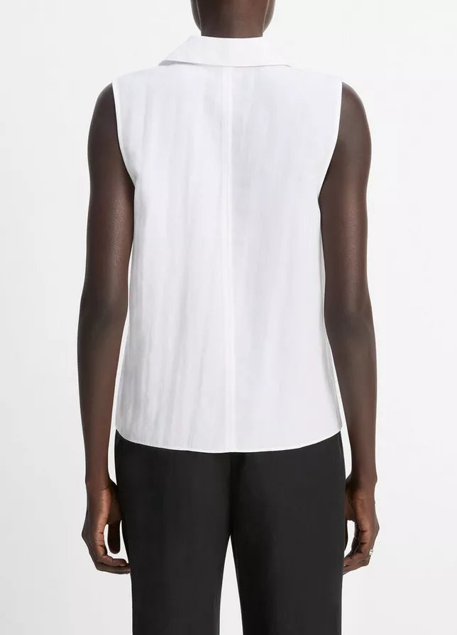 BOXY SLEEVELESS BUTTON FRONT SHIRT