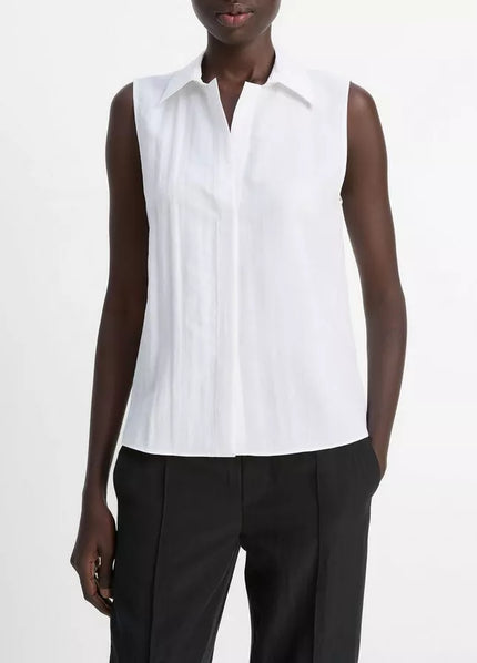 BOXY SLEEVELESS BUTTON FRONT SHIRT