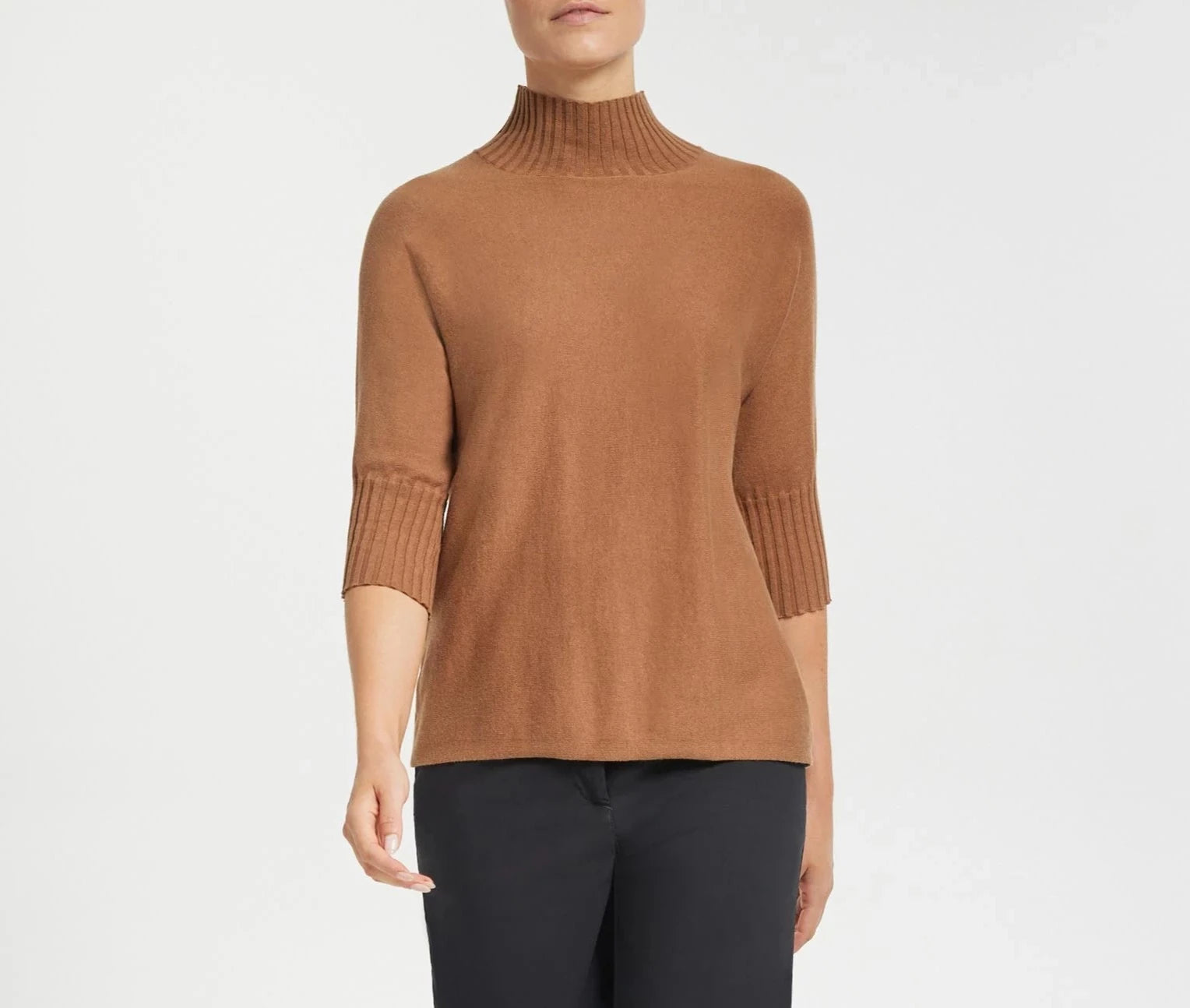 ASH RIBBED MOCK NECK SWEATER