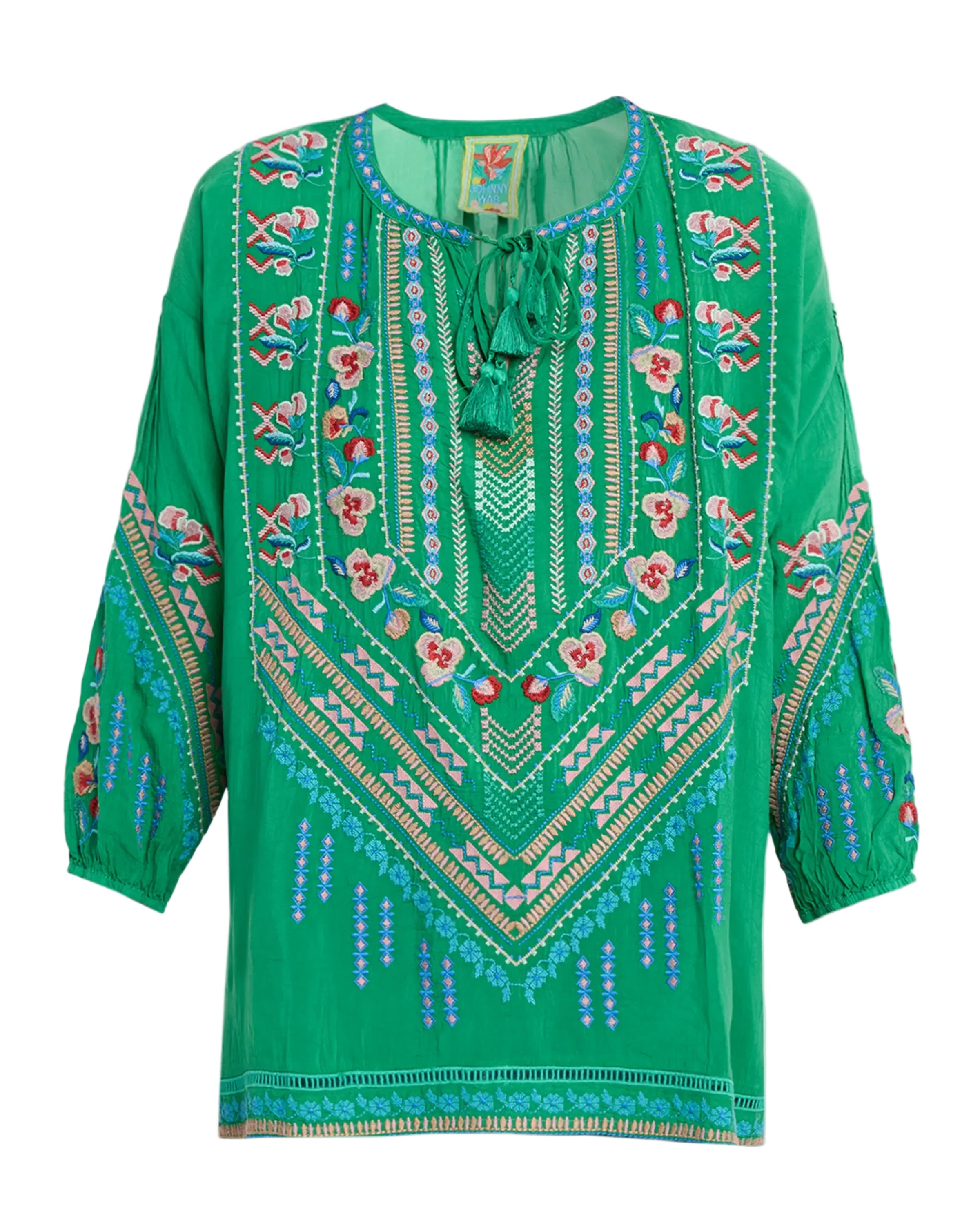MARGOT BLOUSE IN GREEN TAMBOURINE