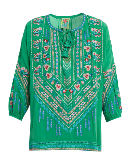 MARGOT BLOUSE IN GREEN TAMBOURINE