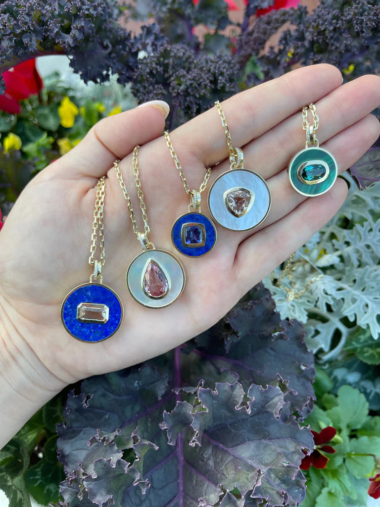 BEJEWELED LAPIS AND MORGANITE NECKLACE