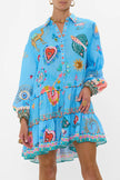 LONG SLEEVE TIERED SHORT DRESS