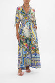 WAISTED DRESS WITH HEM RUFFLE