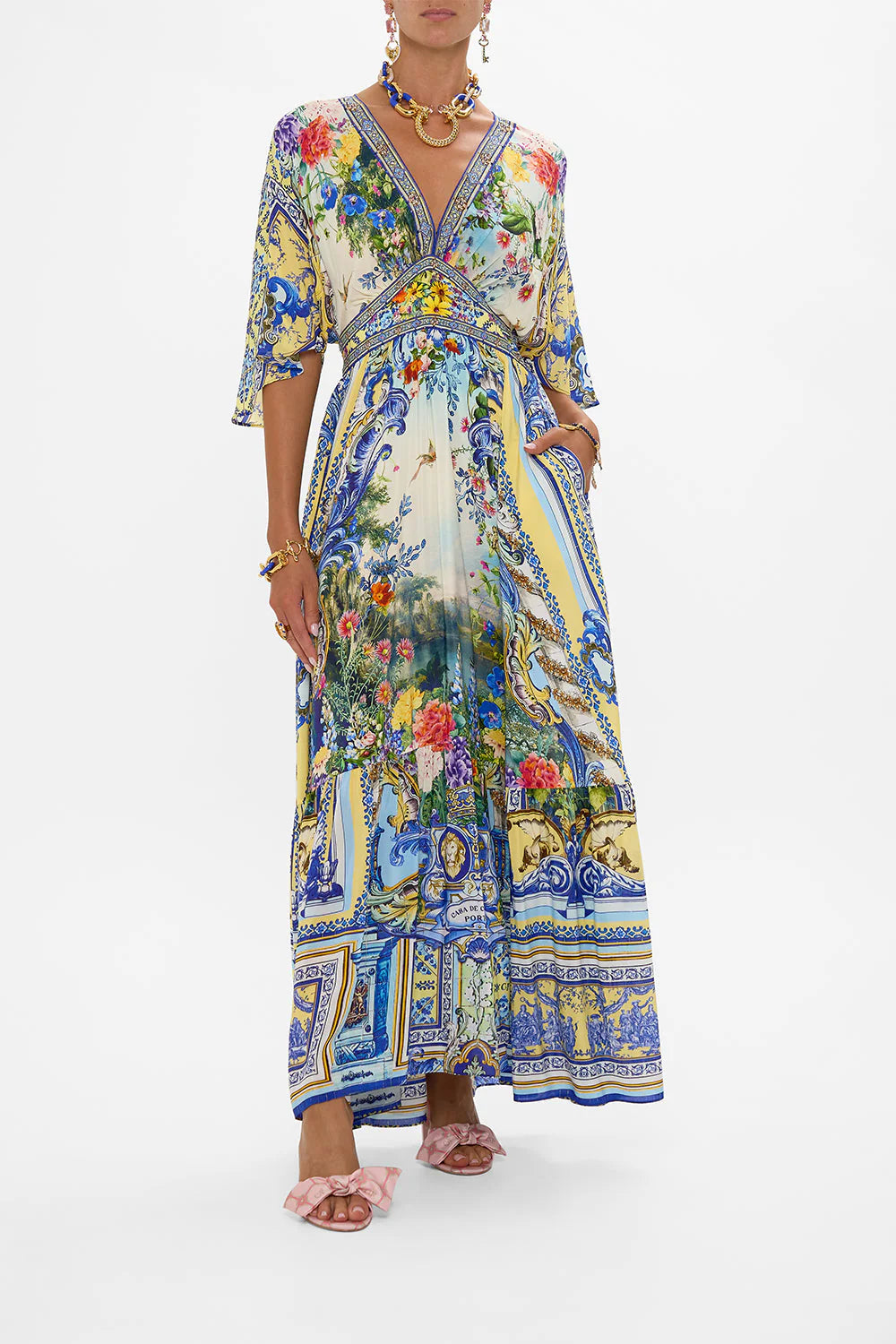 WAISTED DRESS WITH HEM RUFFLE