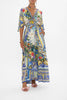 WAISTED DRESS WITH HEM RUFFLE