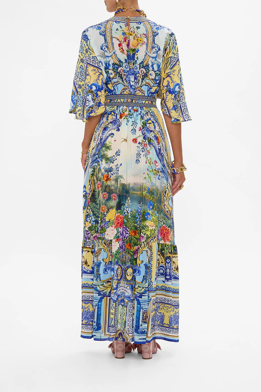 WAISTED DRESS WITH HEM RUFFLE