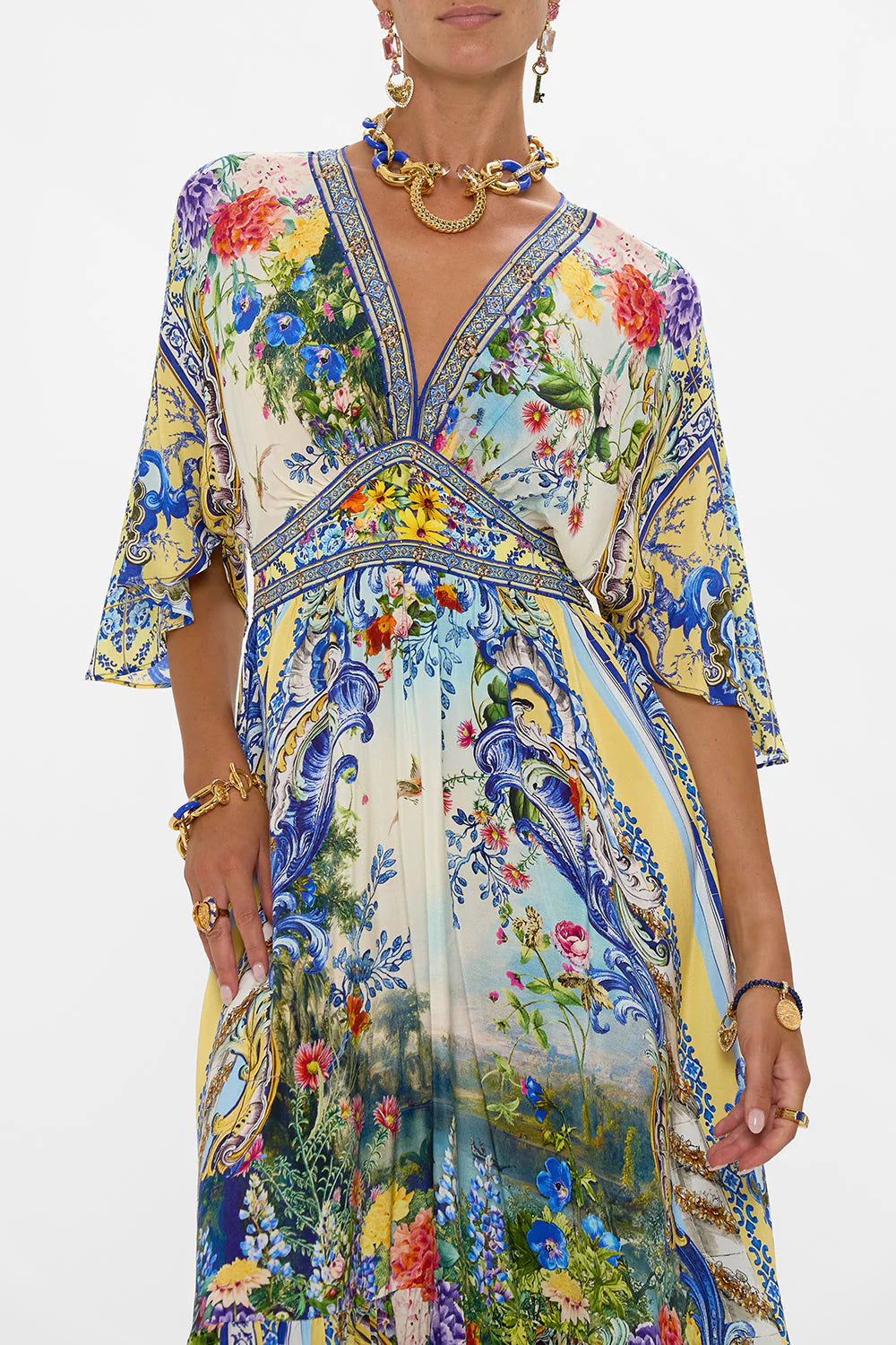 WAISTED DRESS WITH HEM RUFFLE