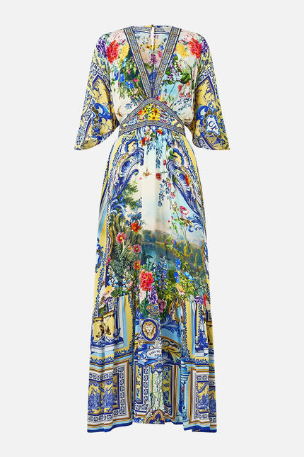 WAISTED DRESS WITH HEM RUFFLE