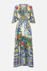 WAISTED DRESS WITH HEM RUFFLE