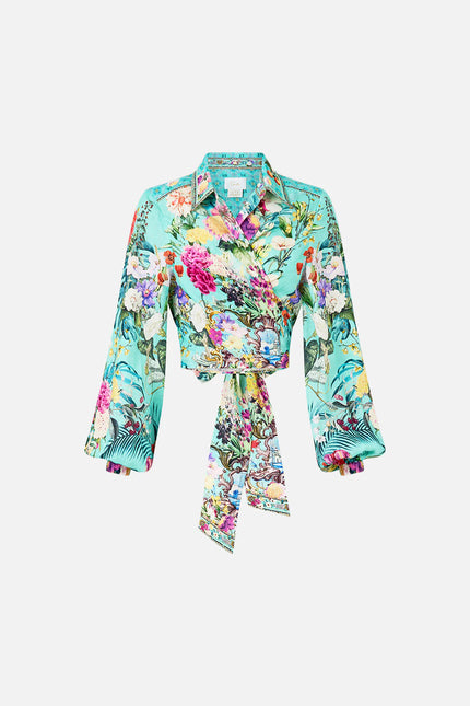 CROPPED WRAP SHIRT