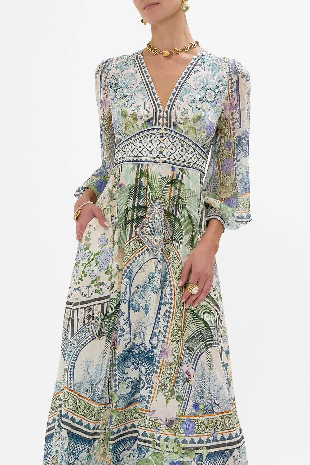 BUTTON DRESS WITH SHAPED WAISTBAND