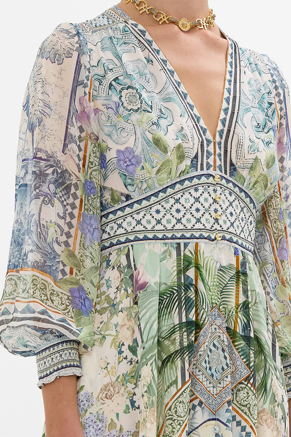 BUTTON DRESS WITH SHAPED WAISTBAND
