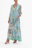 LONG GATHERED PANEL DRESS