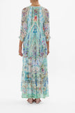 LONG GATHERED PANEL DRESS