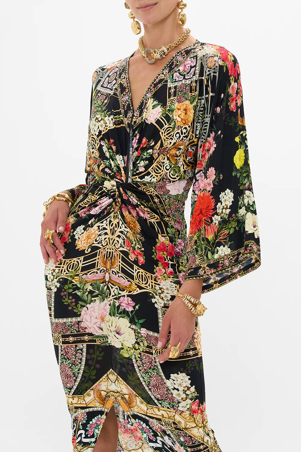LONG SPLIT FRONT TWIST DRESS