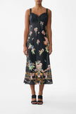 EMBROIDERED BODICE BIAS DRESS