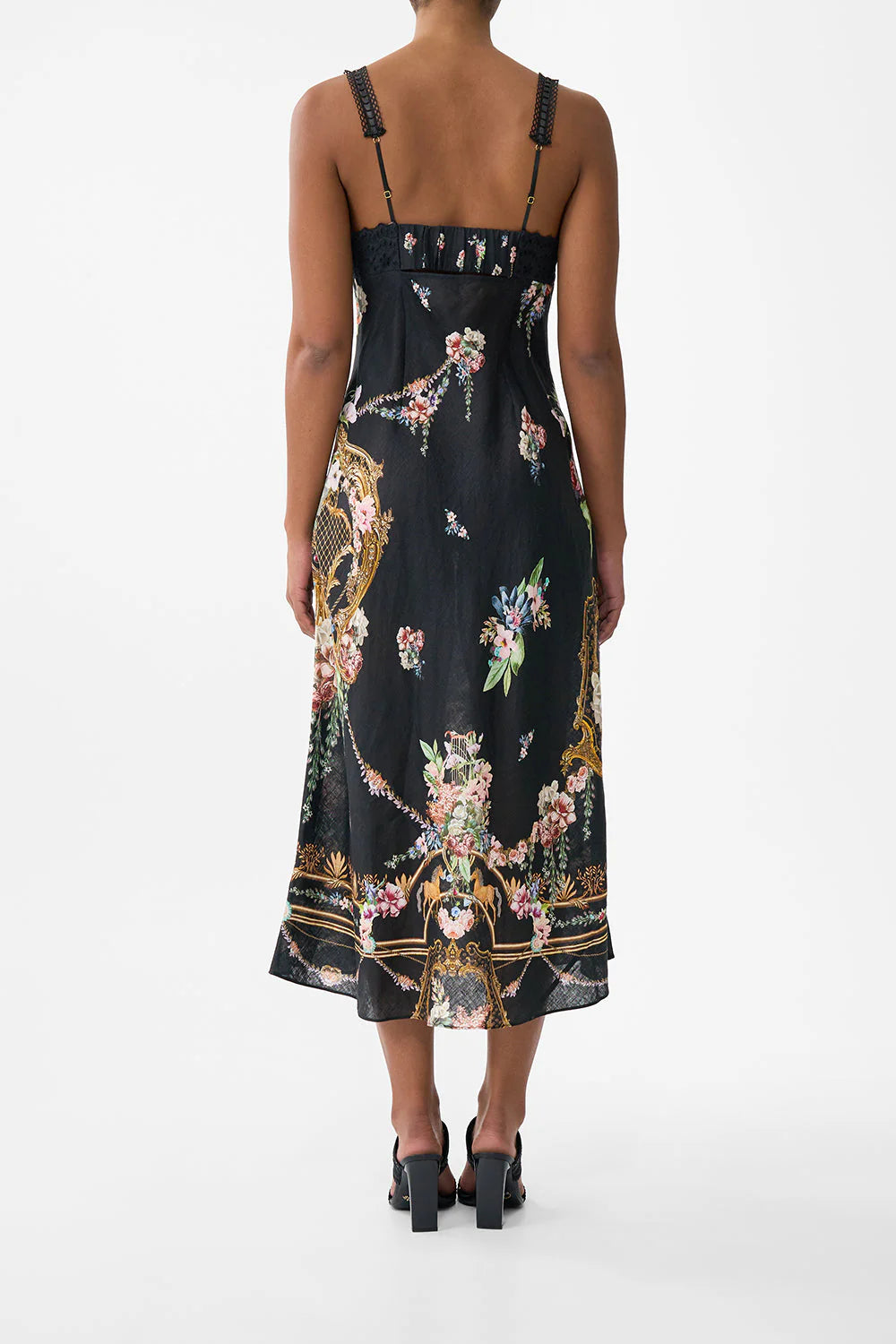 EMBROIDERED BODICE BIAS DRESS