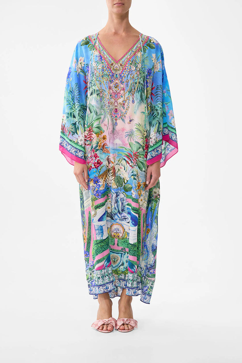 V NECK KAFTAN WITH TIES