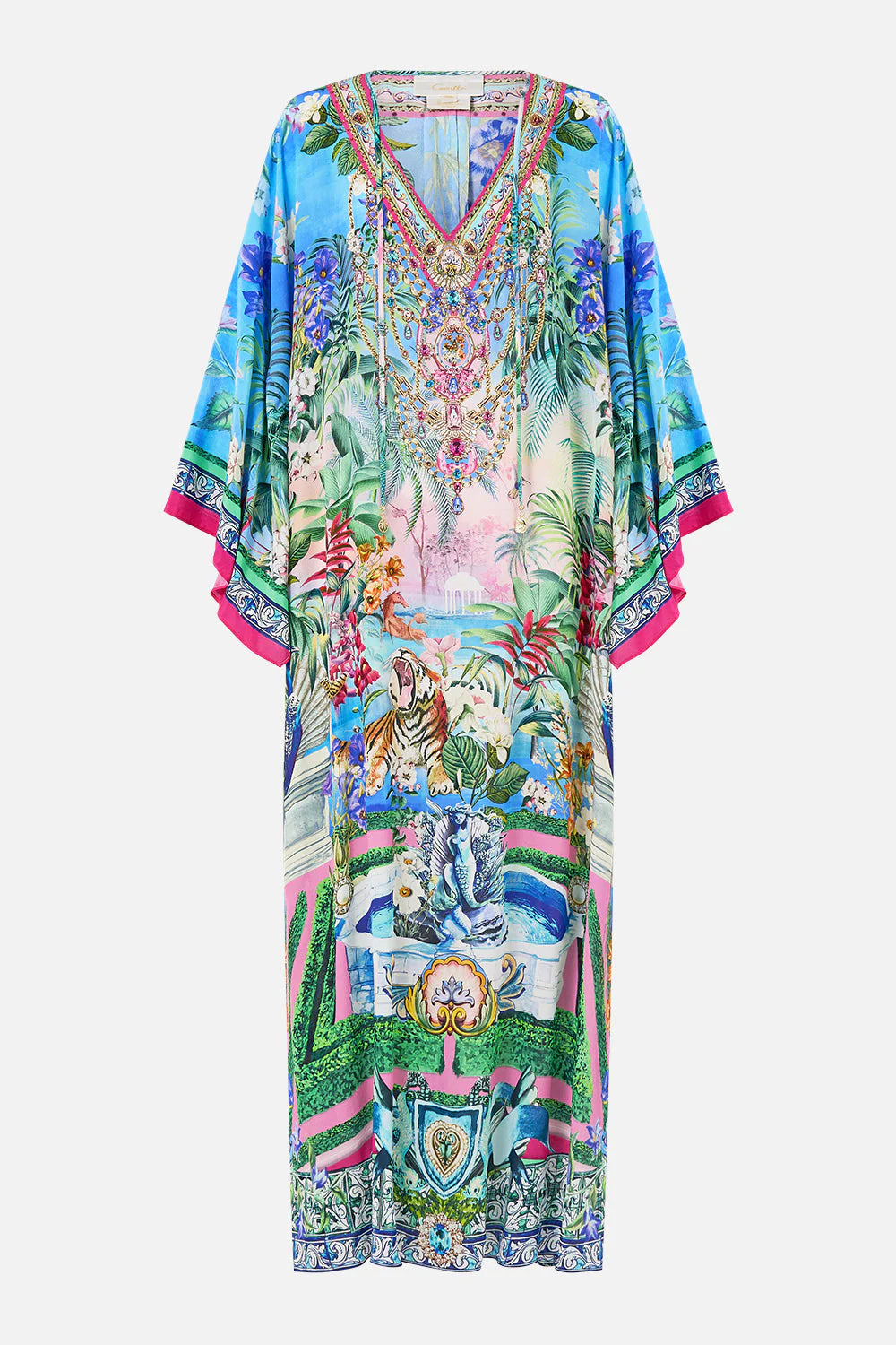 V NECK KAFTAN WITH TIES