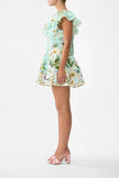 TIERED SHORT DRESS WITH NECK FRILL