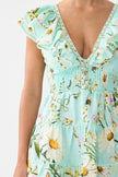 TIERED SHORT DRESS WITH NECK FRILL