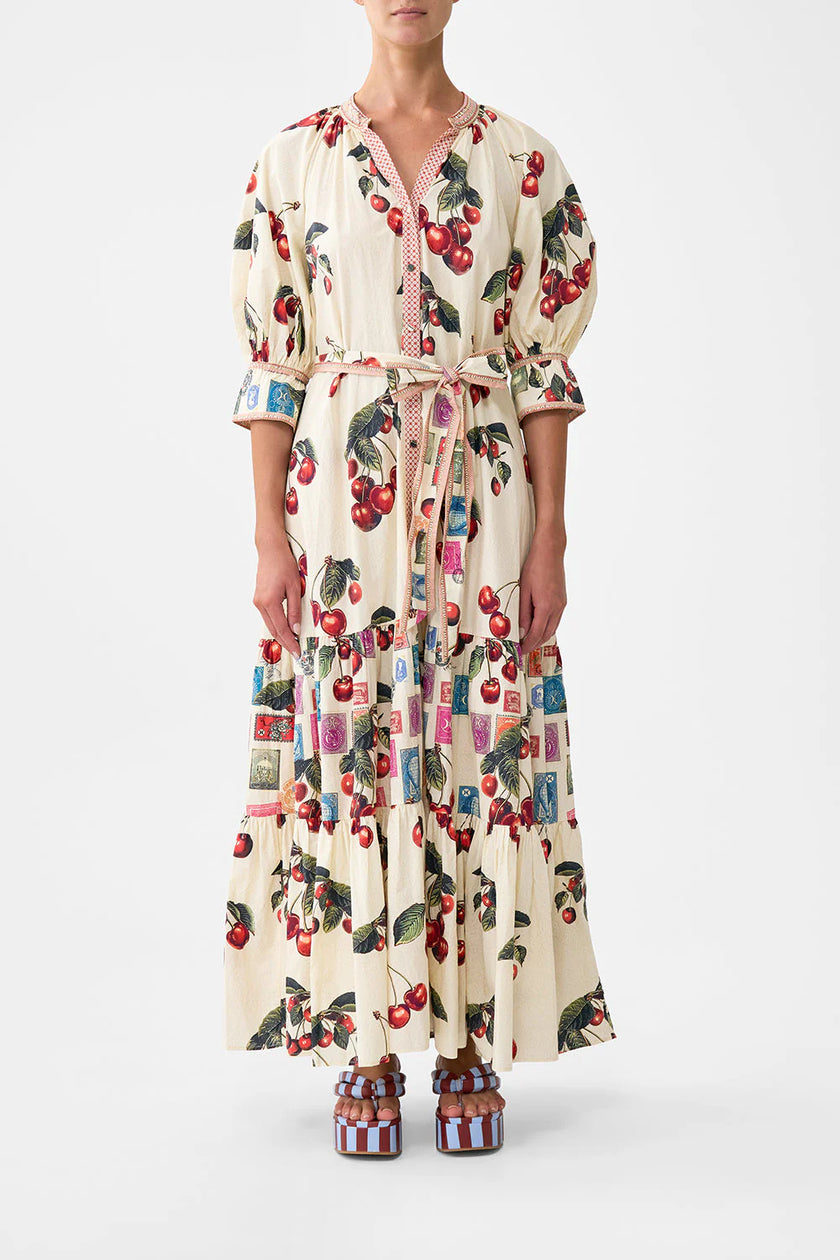 TIERED SHIRT DRESS WITH SHORT SLEEVE