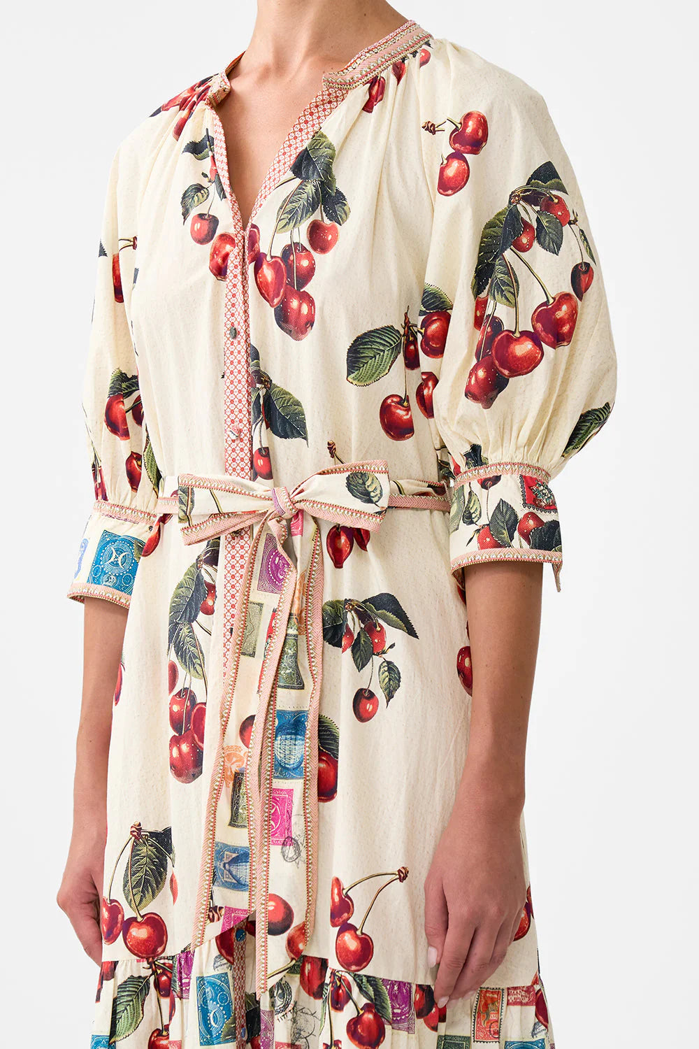 TIERED SHIRT DRESS WITH SHORT SLEEVE