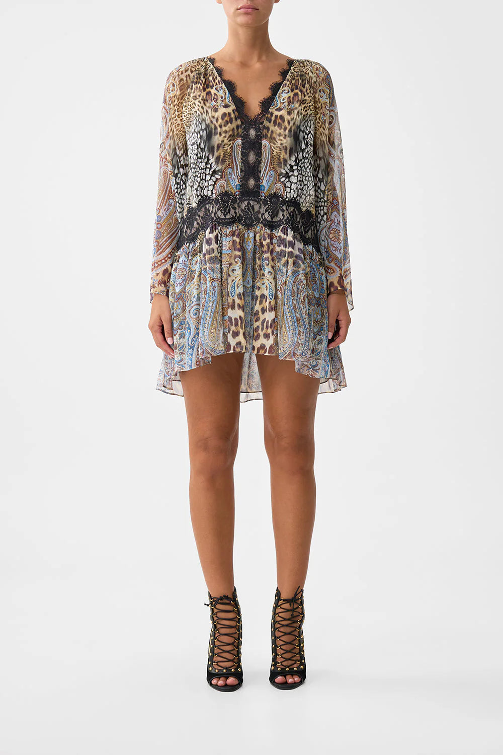 RELAXED SHORT DRESS WITH DROPPED WAIST