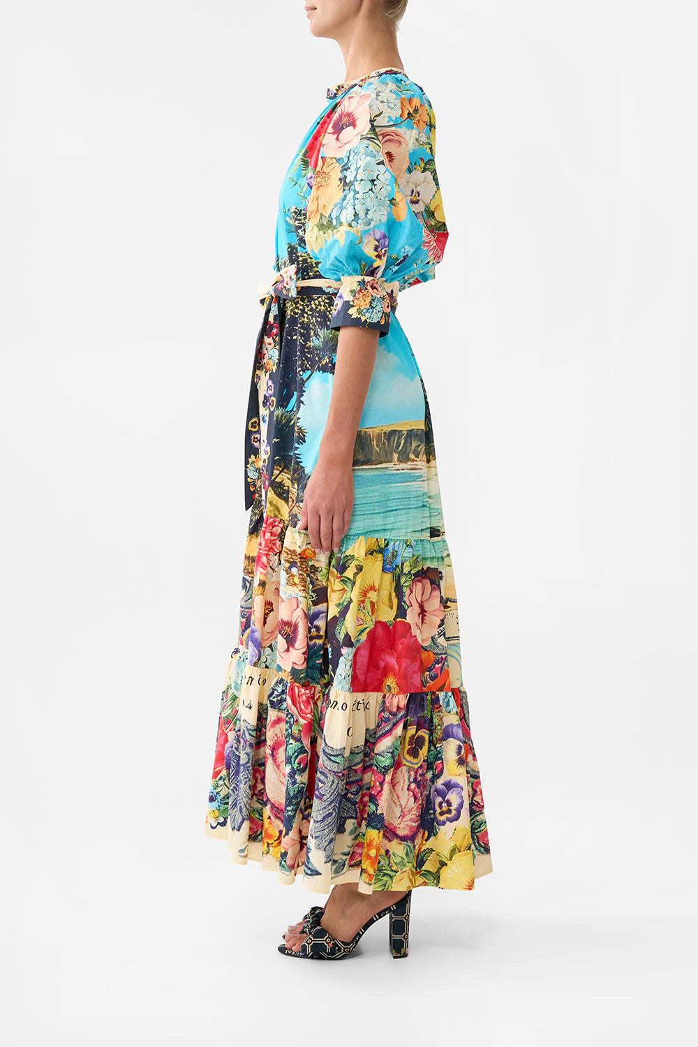 TIERED SHIRT DRESS WITH SHORT SLEEVE