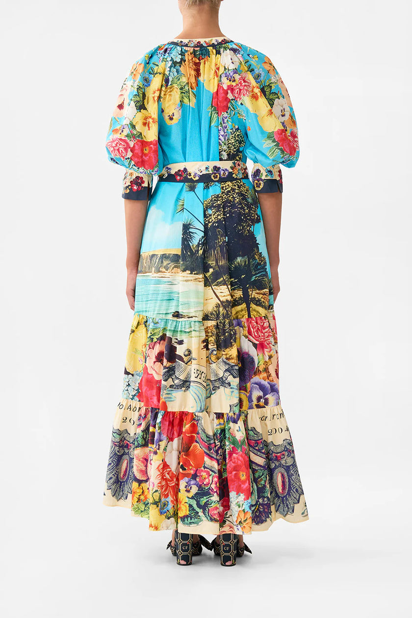 TIERED SHIRT DRESS WITH SHORT SLEEVE