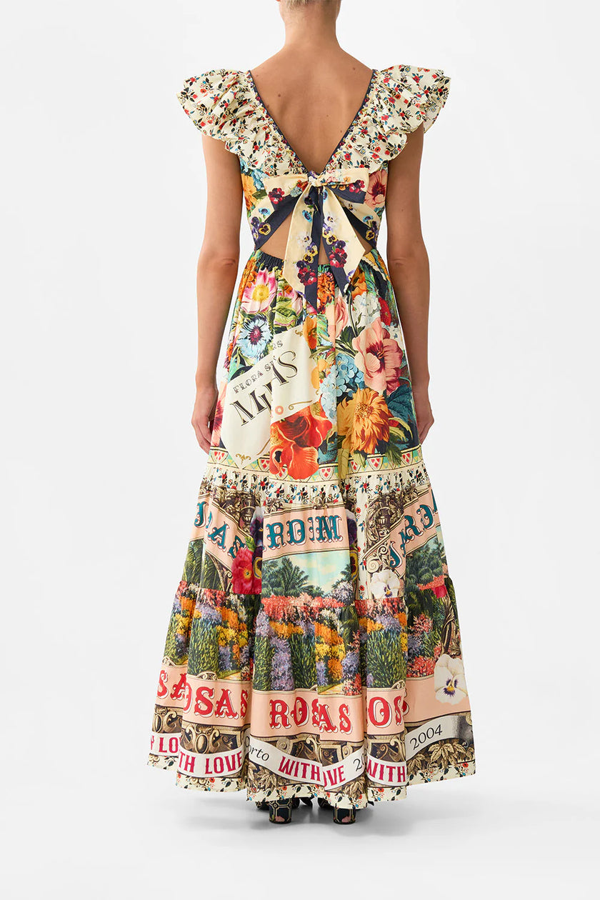 TIERED DRESS WITH NECK FRILL