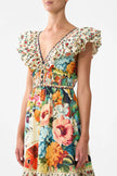 TIERED DRESS WITH NECK FRILL