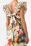 TIERED DRESS WITH NECK FRILL