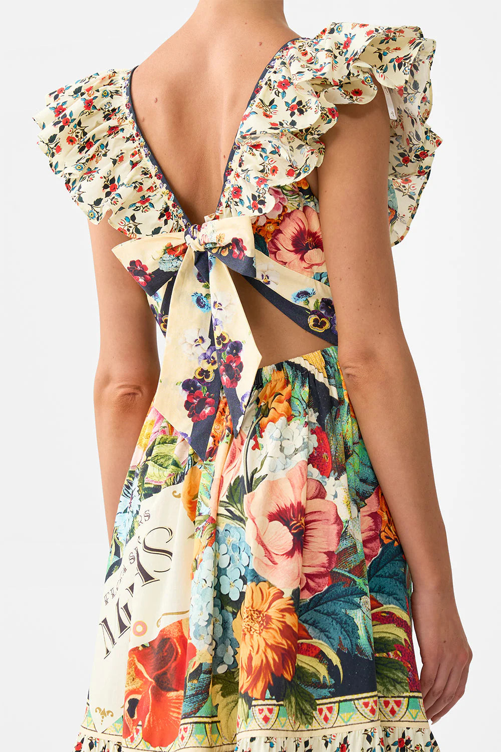 TIERED DRESS WITH NECK FRILL