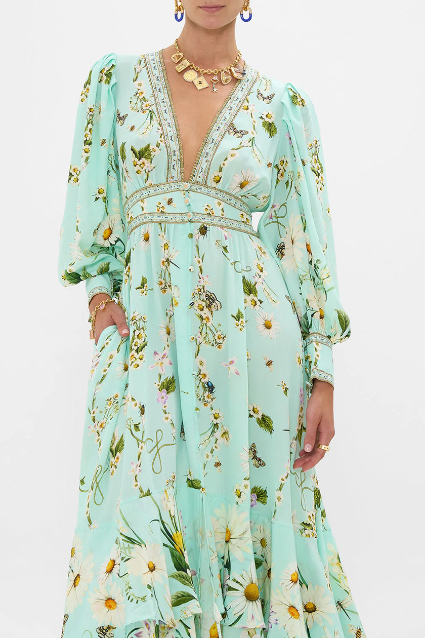 LONG BUTTON FRONT DRESS