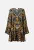 A LINE GATHERED PANEL DRESS IN FELINE FOLKLORE
