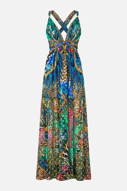 BEAD STRAP GATHERED PANEL DRESS IN ANIMAL ALCHEMY