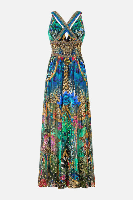 BEAD STRAP GATHERED PANEL DRESS IN ANIMAL ALCHEMY