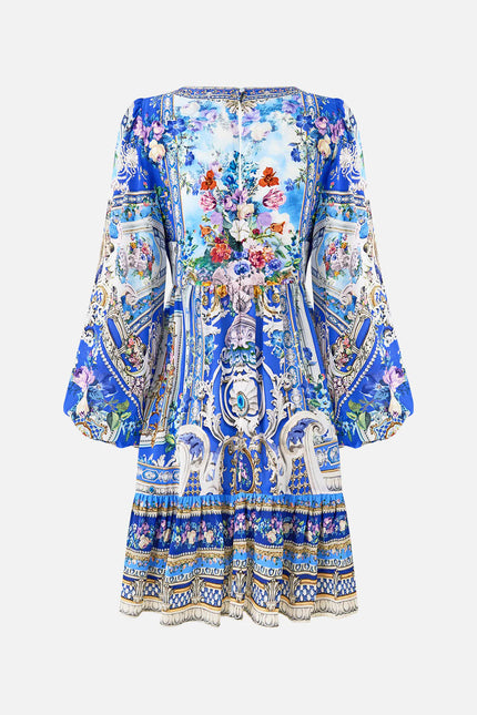 SHORT TIE FRONT BLOUSON DRESS IN OTTOMAN OPULENCE