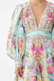BUTTON FRONT FRILL DRESS IN BAZAAR BLOOMS