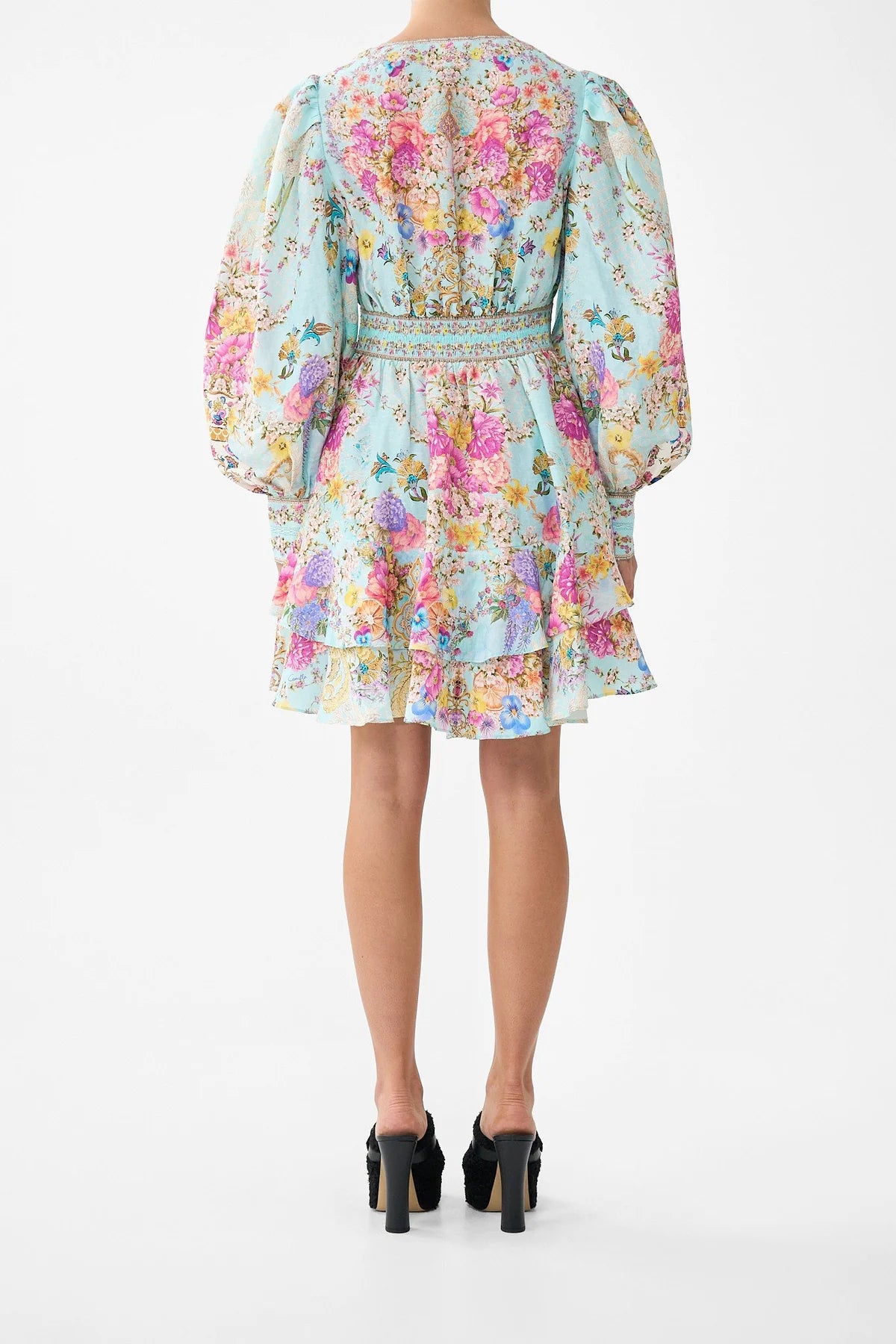 BUTTON FRONT FRILL DRESS IN BAZAAR BLOOMS