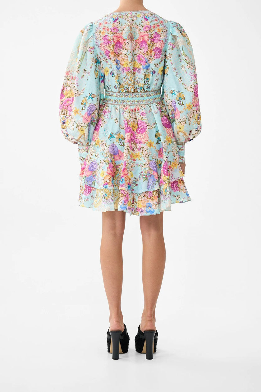 BUTTON FRONT FRILL DRESS IN BAZAAR BLOOMS