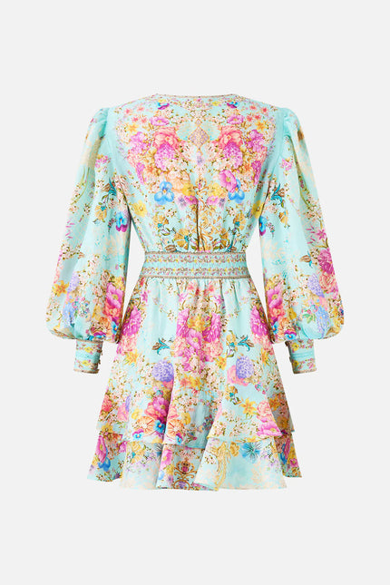 BUTTON FRONT FRILL DRESS IN BAZAAR BLOOMS