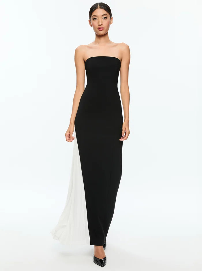 RETHA STRAPLESS MAXI DRESS WITH PLEATED GODET