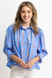 FLORAL VINE POPLIN BUTTON UP TOP