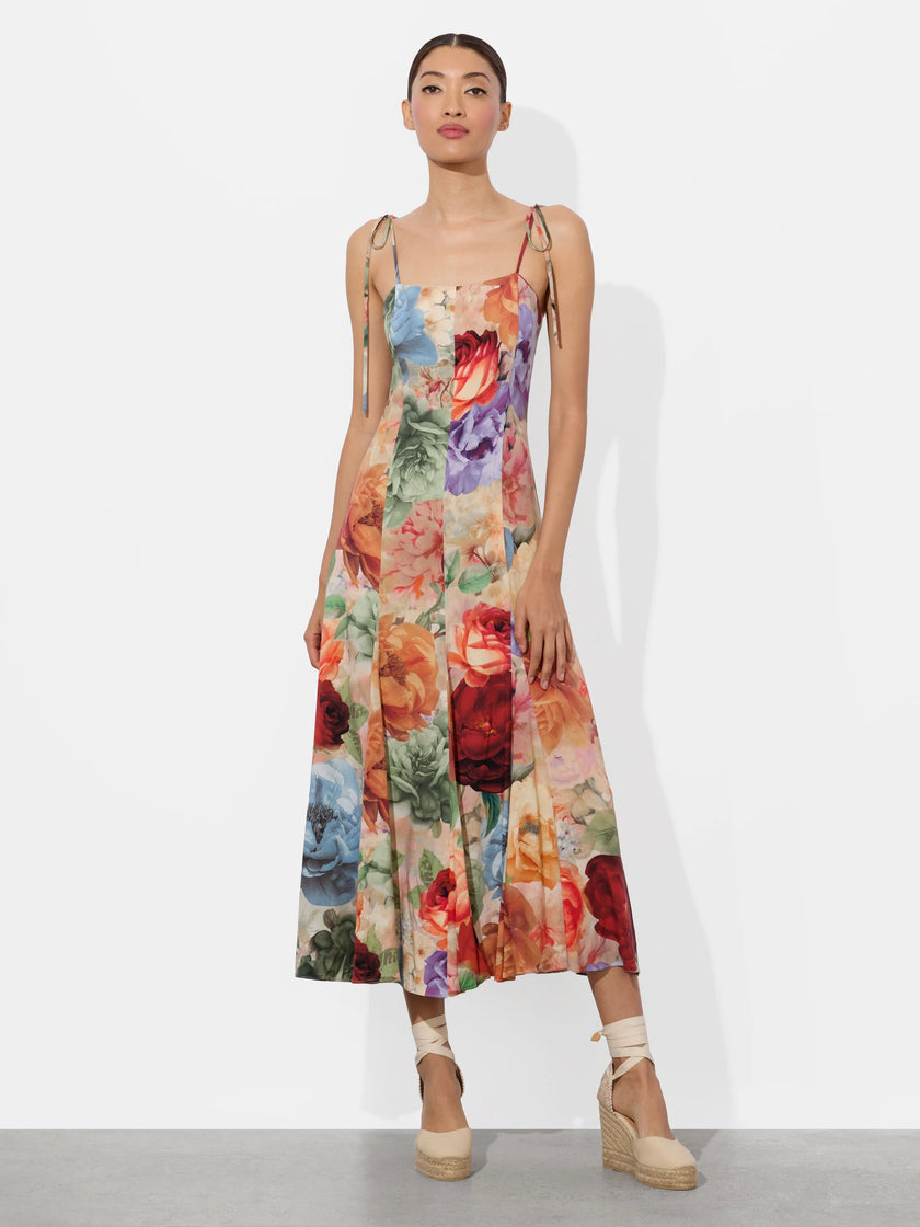 JEANETTE PANELED MIDI DRESS