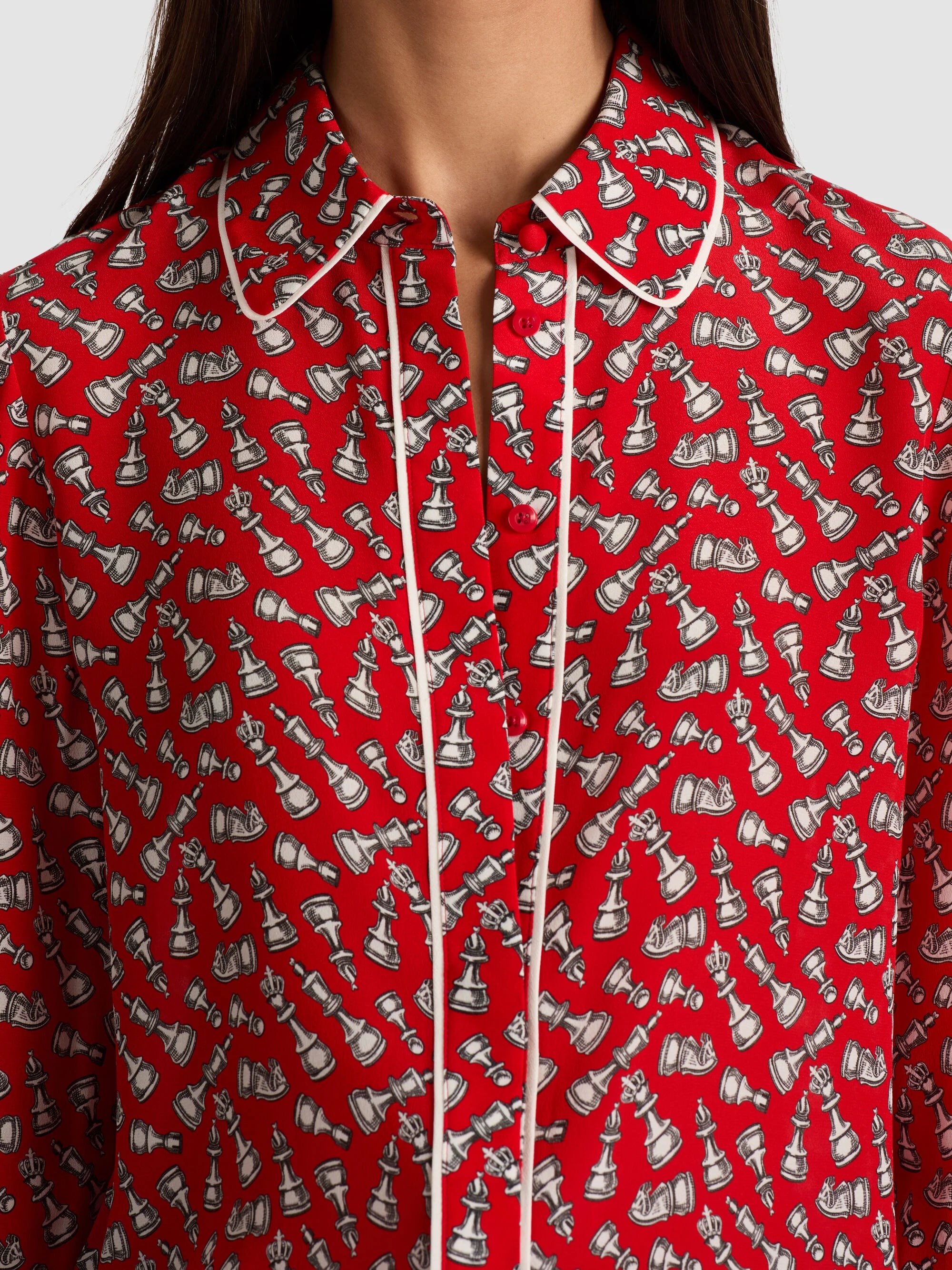 WILLA SILK BLOUSE WITH PIPING