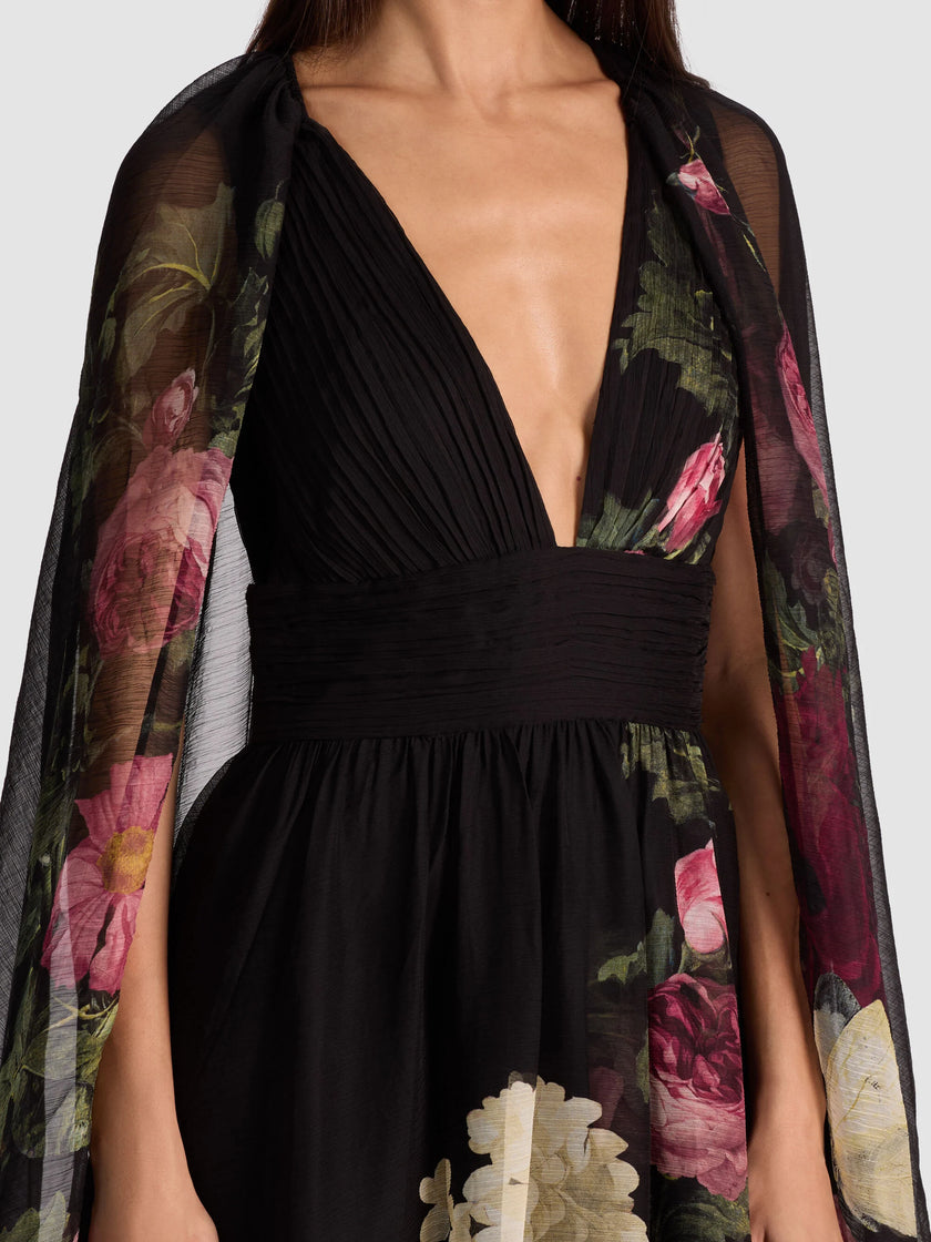 ROYA GOWN WITH DETACHABLE CAPE