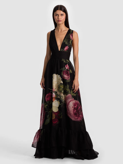 ROYA GOWN WITH DETACHABLE CAPE